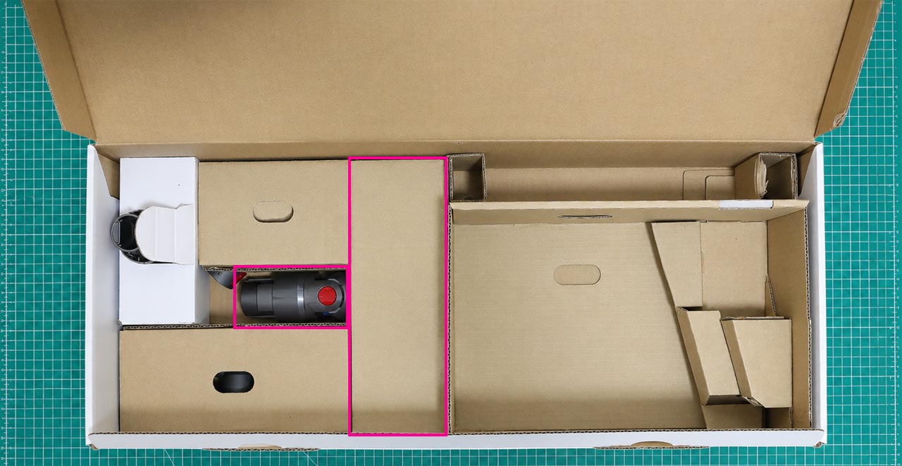 ダイソン V8 Slim Fluffyのしまい方/箱にしまう手順(クリーナーヘッドの収納位置)